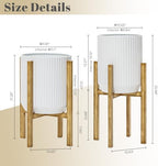 LuxenHome PSet of 2 White Planter with Gold Metal Stand - Image 4