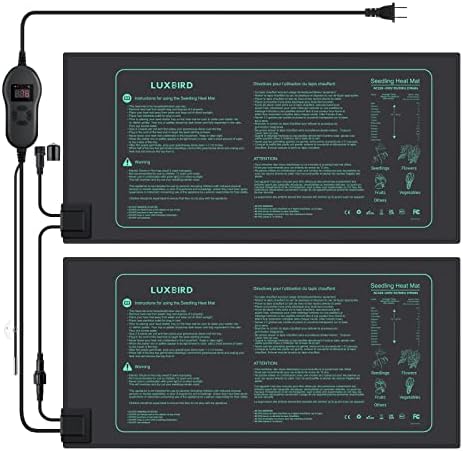 LUXBIRD 2 Pack Seedling Heat Mats with Digital Thermostat Controller, 10" x 20.75" 30W for Seed Starting, Germination, Hydroponics, Brewing, Breeding, Greenhouses (LB-HT02) by Luxbird