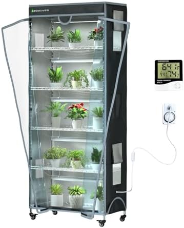 Indoor Greenhouse 6-Tier Plant Stand with Grow Lights & Cover by ZOYOYES