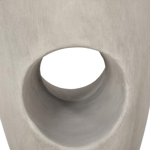 ø14.5'' Concrete Side Table End Table for Outdoor & Living Room, Modern Retro Drum Style, Durable and Lightweight, Magnesium Oxide & Cement Material, No Assembly, Gray - Image 7