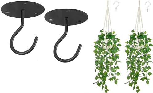 Mkono 2 Packs Fake Hanging Plant with Pot and Ceiling Hooks, Artificial Plants for Home Decor Indoor Macrame Plant Hanger with Fake Vines Faux Hanging Planter Greenery for Room Decor, Ivory (Pothos) by Mkono