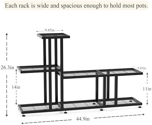 Corner Plant Stand Indoor Outdoor Plant Stands for Patio Black Metal Corner Plant Shelf 7 Tier Multiple Pots Planter Display Rack for Garden Office Living Room Decor,Heavy Duty & Thick (7-Tier) - Image 2