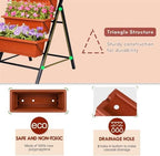 SEJOV 2 Pack Vertical Garden Bed, 5 Tiers Elevated Planter Box, Dark Red - Image 3
