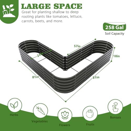 Anleolife 2-Bed 81x81x18in Heart-Shaped Raised Garden Beds, Quartz Grey - Image 2