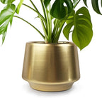 Gold Indoor Plant Pot 7 Inch Large Ceramic Planter With Drainage Hole - Modern Brass Flower Pot Centerpiece Vase - Decorative Greenery Potted for Indoor Plants by Decor+Trends