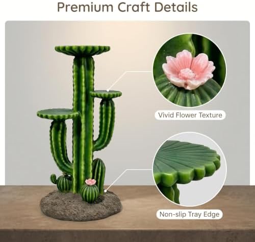 32" Resin Saguaro Cactus Plant Stand w/3 Shelves Outdoor Garden Decor Rack - Image 4