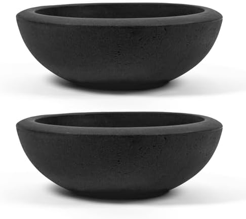 ARBORA 26" Santorini Bowl Planters 2-Pack - Polyresin Large Outdoor Pots by ARBORA