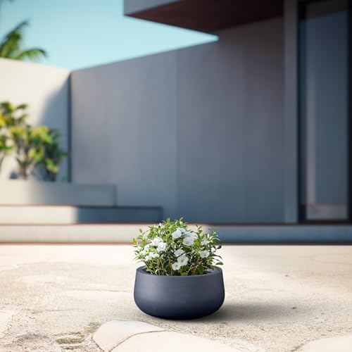 Kante Accent Round Bowl Charcoal Concrete Planter 16" Dia, Outdoor - Image 7