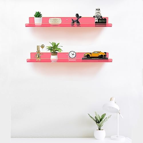 ROYALITA 2-Pack Acrylic Shelves Wall Mounted, 24 Inch Floating Shelves - Image 2