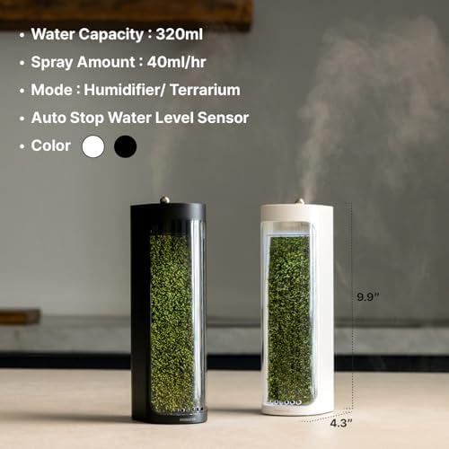 Moss Air – Living Moss Terrarium Humidifier | Soothing Mist Fountain & Ambient Light | Zen Desk Decor, Aesthetic Room Decor | Portable & Whisper-Quiet - Image 6