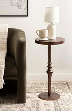 Kate and Laurel Stratton Round Pedestal Drink Table; 13 x 13 x 26; Bronze; Decorative Mini Table for Use as Indoor Plant Stand or Cute Martini Table - Image 2