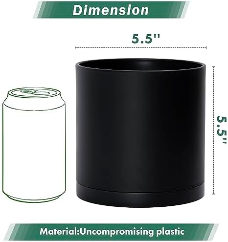 D'vine Dev 4-Pack Black Plastic Planters with Saucers, 5.5 in, 74-Y-H-2 - Image 2