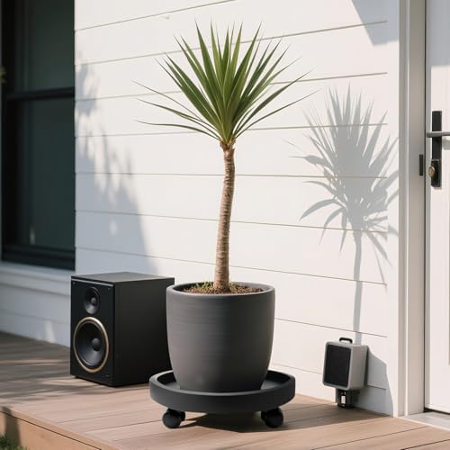 2Pack 13.98'' Plant Caddy with Wheels, Black - Image 6