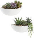 MyGift White Ceramic Wall Planters Half Bowl Hanging Vase Set of 2 by MyGiftHome
