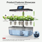 Hydroponics Growing System Kit with Seeds, 12-Pod Indoor Garden with 24W Full-Spectrum LED Grow Light, Smart LCD Control and 7L Water Tank for Herbs, Lettuce, Vegetables and Flowers(Black) - Image 2