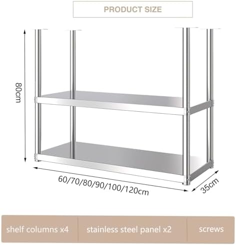 Ceiling Mount Shelf, Stainless Steel Storage Rack Hanging Floating Shelves, Ceiling Display Stand for Restaurant Kitchen Bar Shelf - Easy to Install (Size : 100x35x80cm) - Image 2