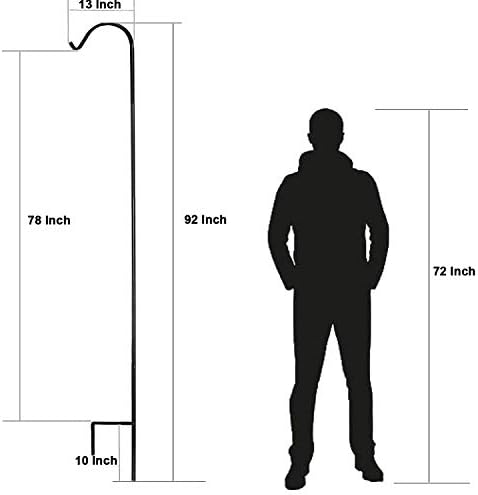 Ashman Black Shepherd Hook 92 Inch, 1/2-Inch Thick, Solid Metal Single Piece Hook, Super Strong, Rust Resistant, Hanging Plant Baskets, Wind Chimes, Lanterns, Heavy Bird Feeders & More (Pack of 1) - Image 4