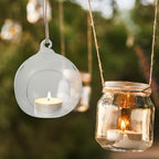 6 Piece Glass Globe Hanging Tea Light Holder Terrarium Set - Image 4