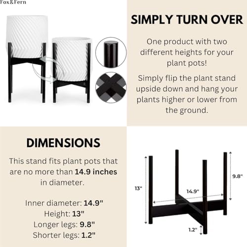 Fox & Fern Mid Century Plant Stands for Indoor Planters, Bamboo, 14.9 Inch - Image 6