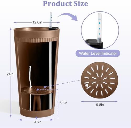 24in Tall Self-Watering Planters Set of 2, Brown - Image 4
