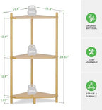 Wisuce Natural Small Corner Shelf Stand, 3-Tier Bamboo Corner Bookshelf - Image 2