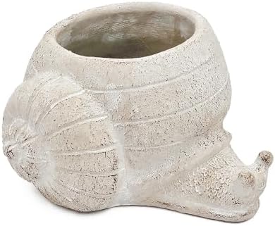 Decorative Snail Planter, 8.3 Inch, Textured Beige - Image 4