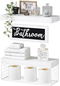 QEEIG ‎Bathroom Shelves with Decor Sign (White, 15.7") by QEEIG