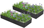 2PCS 7x3x1ft Galvanized Raised Garden Bed,Outdoor Planter Box Metal Patio Kit Planting Bed for Vegetables Flowers Herb,Black by Easllre