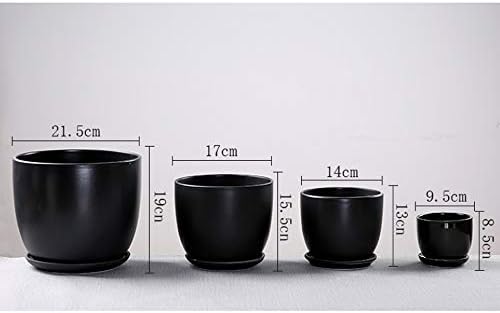 Ceramic Succulent Pots Indoor Outdoor Flower Pot with Bamboo Tray Planter Pot Plant Container Flowers Pots with Drainage for All House Plants,Matte Blue-XL,Matte Blue XL - Image 6