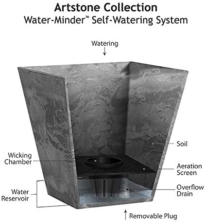 Root & Vessel, ArtStone 35120 Ella Square Planter, Grey, 12-Inch - Image 5