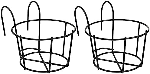 DOITOOL 2 Pack Metal Flowerpot Stand Hanging Railing Planters Wire Pot Holders for Balcony Outdoor Garden Tabletop Decoration 8.66X6.29X5.9 Inch by DOITOOL