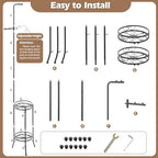 CZWL&HG Hanging Plant Stand Adjustable 2-Tier 72" Metal Shelf -Tall Indoor/Outdoor Plant Rack with Hangers for 4 Potted Flowers, Corner Shelf for Living Room & Patio (Black) - Image 3