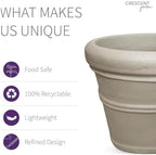 Crescent Garden Brunello Classic Rolled Rim Planter Pot, Indoor/Outdoor Weather-Safe Round Plant Pot, Small Plastic Houseplant Pot for Herbs, Succulents, Faux Plants - 12'' W (Parchment) - Image 4