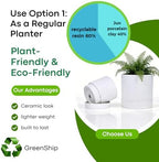 GreenShip 13.7″ Cylinder Planters with Drainage Hole and Planter Saucer, Jun Porcelain Clay & Recycled Resin, Decorate Home,Office & Outdoor - Image 4
