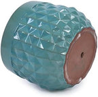 Modern Geometric Ceramic Planter Set of 3 for Indoor Outdoor Use, Diamond Textured Decorative Plant Pots with Drainage Hole for Garden Patio Windowsill Balcony Desk Shelf Home Décor Display (Blue) - Image 7