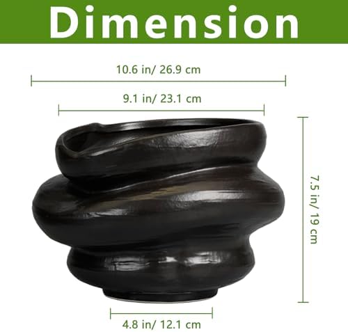 Ceramic Pots for Plants 10.6 Inch - Bonsai Flower Pots for Indoor Plants with Drainage Hole, Decorative Outdoor Pot for Plant, Gift for Men Women, Black - Image 3