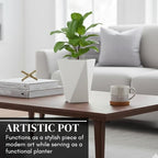 CZ Grain Modern White Geometric Tapered Planter | Minimalist Design for Succulents, Herbs & Small Plants | Hostess, Holiday or Coworker Gift | Indoor Flower Pot | Designer Aesthetic 6.6"x8.3" (3) - Image 3