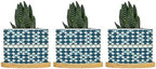 Blue Geometric Planters Ceramic Blue and White Round Plant Pot with Drainage Holes and Bamboo Tray Pot for Outdoor Garden Home Plant by BRUYU5SE