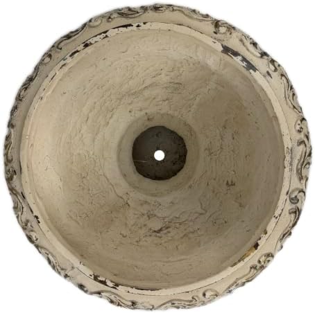 13" H X 18" W MGO Grecian Urn Planter, Large Low-Profile Lightweight Concrete Pedestal Pot, Ornate Stone-Look Garden Bowl with Drainage Hole, Outdoor Flower Pot for Entryway & Porch, Antique White - Image 6