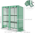 Outsunny Lean-to Greenhouse with 3 Tier Shelves 56.7" x 18.9" x 59.8" Green - Image 7