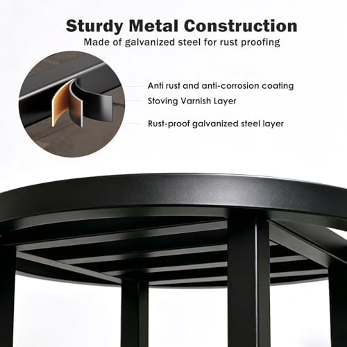 Metal Heavy Duty Plant Stand Indoor Outdoor,3-Pack(φ9+φ11+φ13) Plant Stands Riser,Wrought Iron Pedestal Holders for Large Pots,Outside Rust-Proof Black Flower Display Shelf for Patio - Image 4