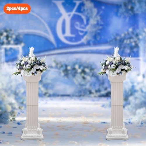 4Pcs Wedding Roman Column, Wedding Landscaping Plastic Roman Pillar Artistic Roman Column Statue Party Flowerpot Holder Wedding Event Decorative Columns for Wedding Party Celebration Decor - Image 4