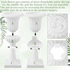 AceOrbit 4 Pack 12" Large Plastic Urn Planters, Pedestal Flower Plant Pot White Plant Stand for Wedding, Party, Event, Home, Stage, Garden, Balcony Decoration - Image 3