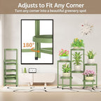 LASZOLA Plant Stand Indoor Outdoor Tall with Plastic Tray, 6 Tiers Green - Image 3