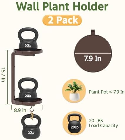 LASZOLA Plant Hanger Holder Window Shelf Wall Mounted Indoor, 2 Pcs Bronze - Image 2