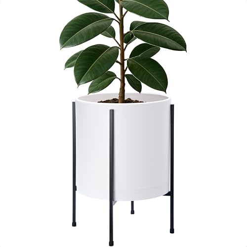 D'vine Dev Plastic Planter Pot with Metal Stand, White, 12 in, 55-D-A-3 - Image 7
