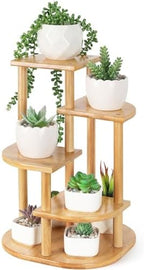 Jotsport 5 Tier Bamboo Plant Stand Small Windowsill Plant Shelf - Image 6