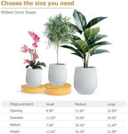 KUTENEST 19" Large Ribbed Corso Fiberstone Outdoor Planter - Speckled White - Image 2