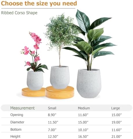 KUTE NEST 12" Ribbed Corso Fiberstone Outdoor Planter - Speckled White - Image 3