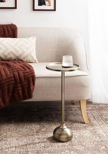 Kate and Laurel Miki Modern Pedestal Drink Table; 10 x 10 x 23; Antique Brass; Decorative Accent Patio Table for Use as Plant Stand Indoors or Outdoors or as a Living Room Martini Table - Image 4